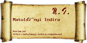 Matulányi Indira névjegykártya